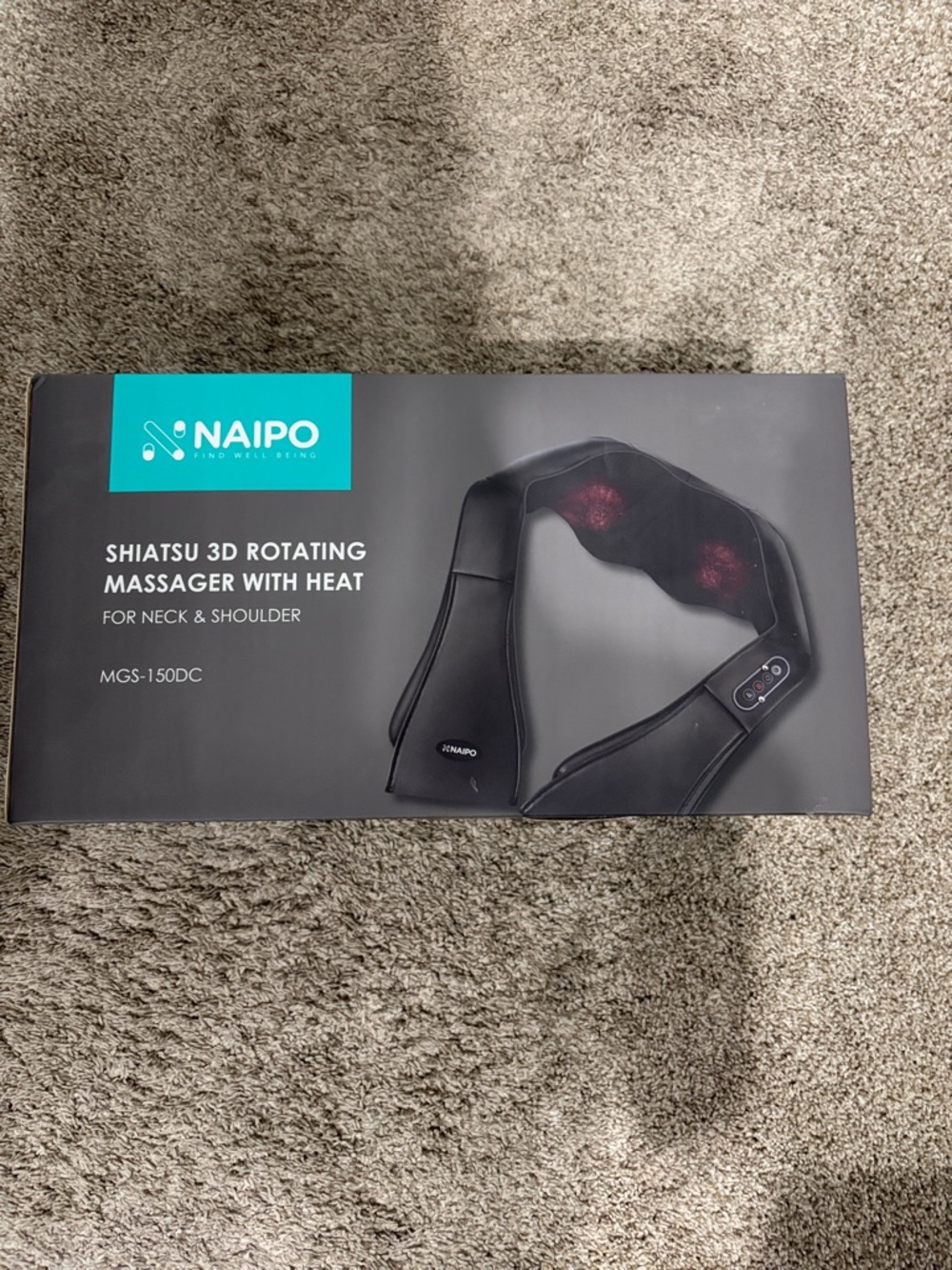 Naipo find well being shiatsu 3D rotating massager with heat for neck shoulder